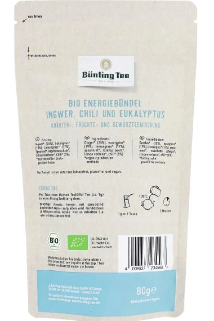 Bünting Tee Bio Energiebündel Ingwer, Chili und Eukalyptus80 g