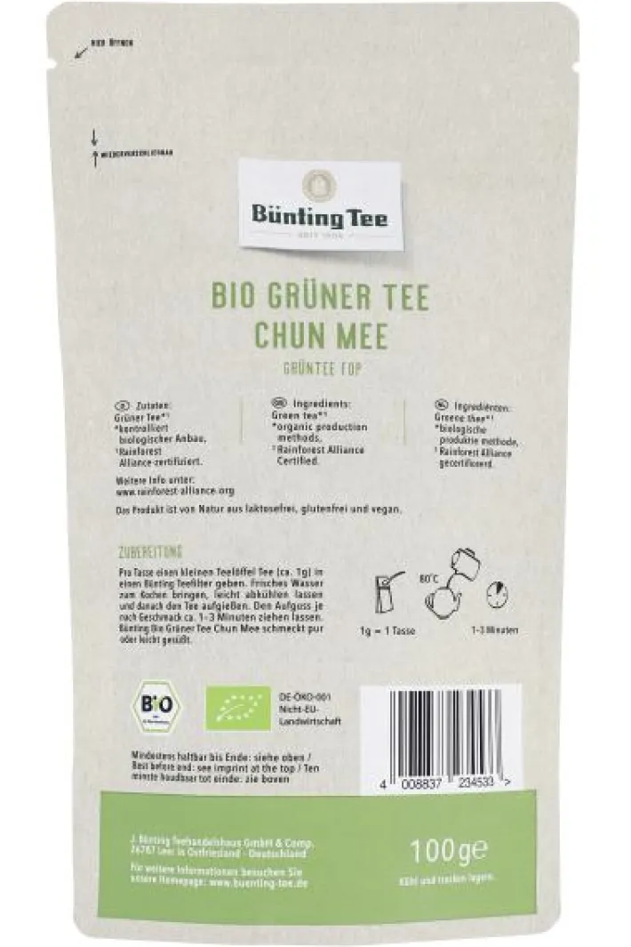 Bünting Tee Bio Grüner Tee Chun Mee100 g