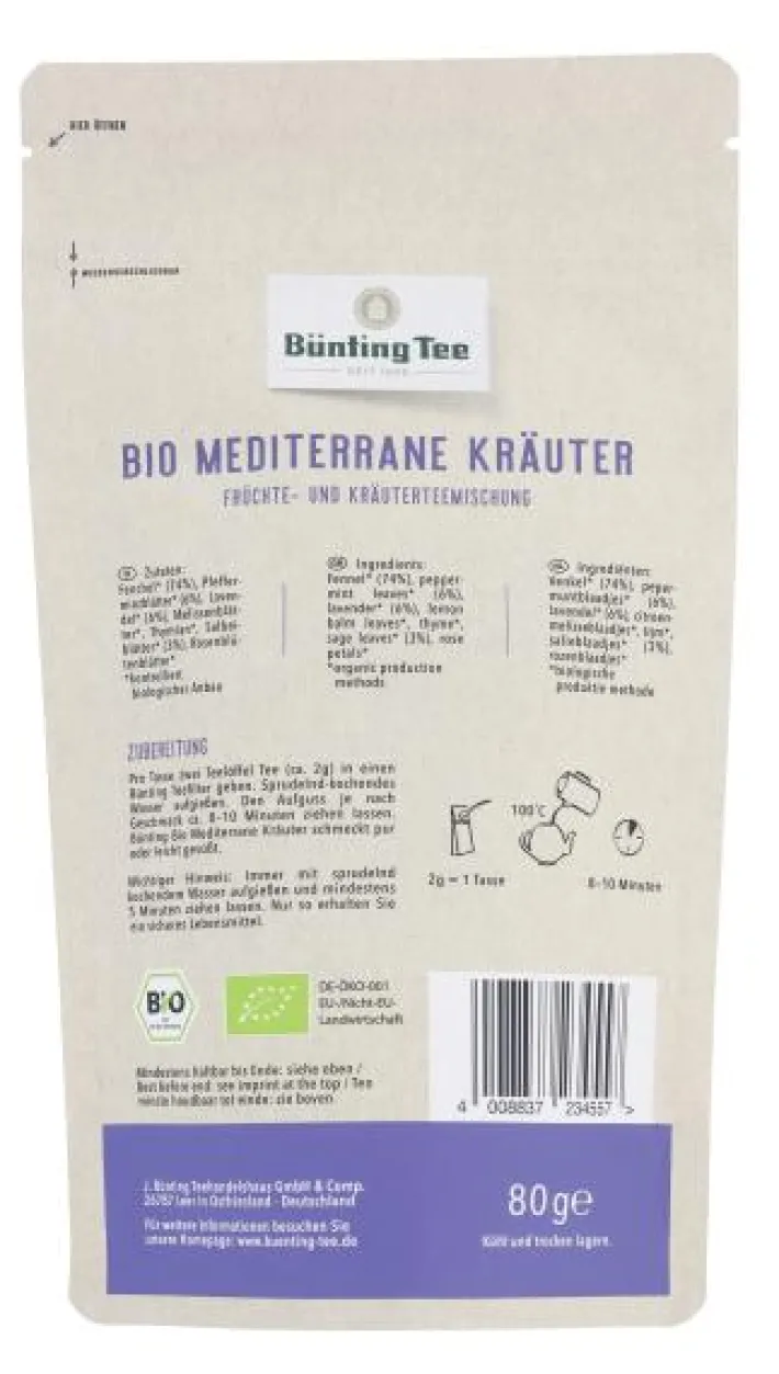 Bünting Tee Bio Mediterrane Kräuter80 g