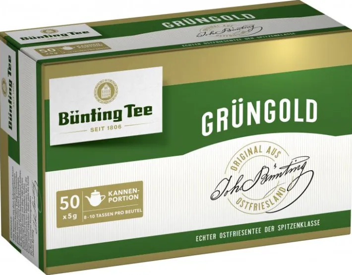 Bünting Tee Grüngold Großkannenbeutel50 x 5 g