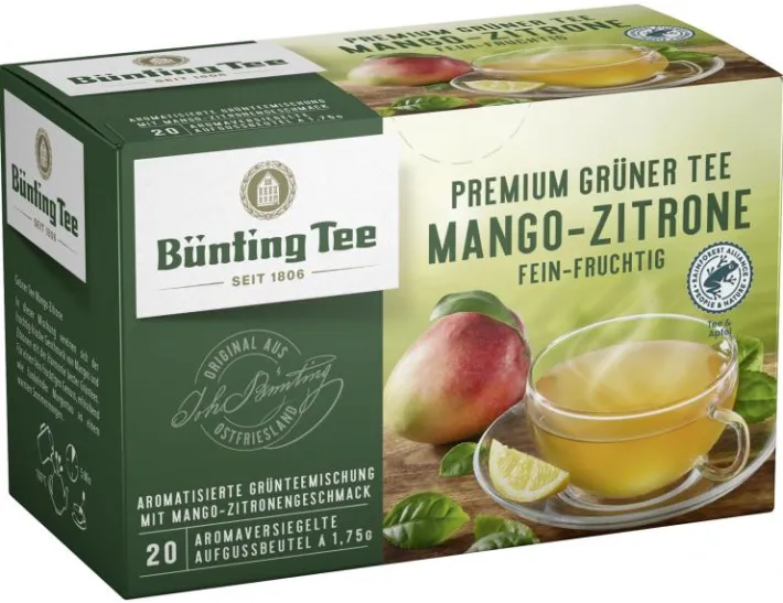 Bünting Tee Premium Grüner Tee Mango-Zitrone20 x 1,75 g