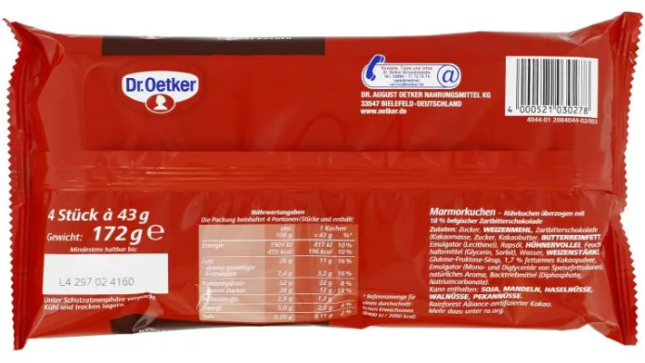 Bünting Tee Dr. Oetker Kleine Kuchen 4x Marmor172 g