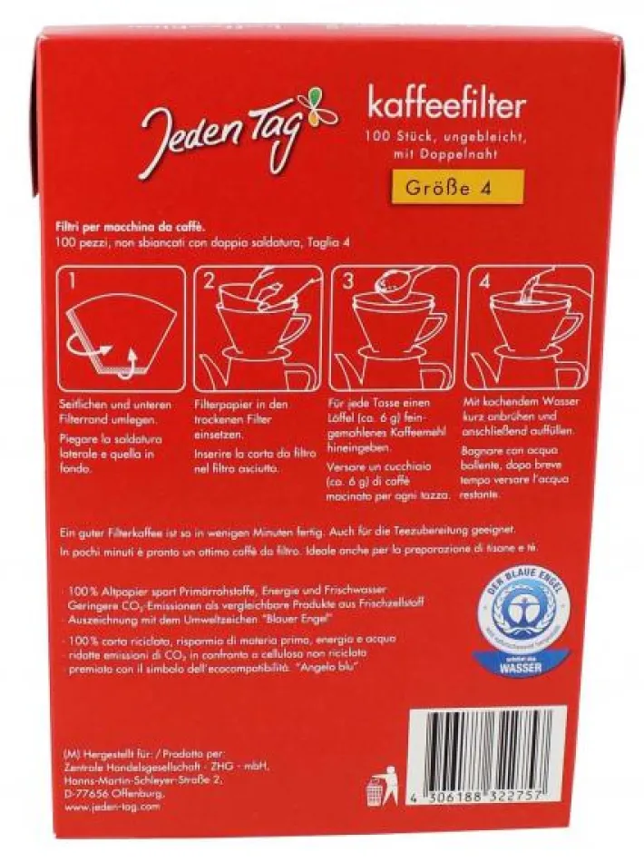 Bünting Tee Jeden Tag Kaffeefilter Gr .4