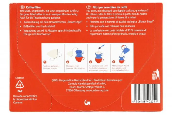 Bünting Tee Jeden Tag Kaffeefilter Größe 2