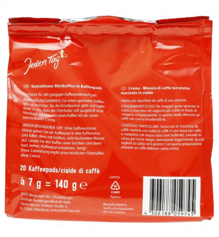 Bünting Tee Jeden Tag Kaffee-Pads crema 20 Pads140 g