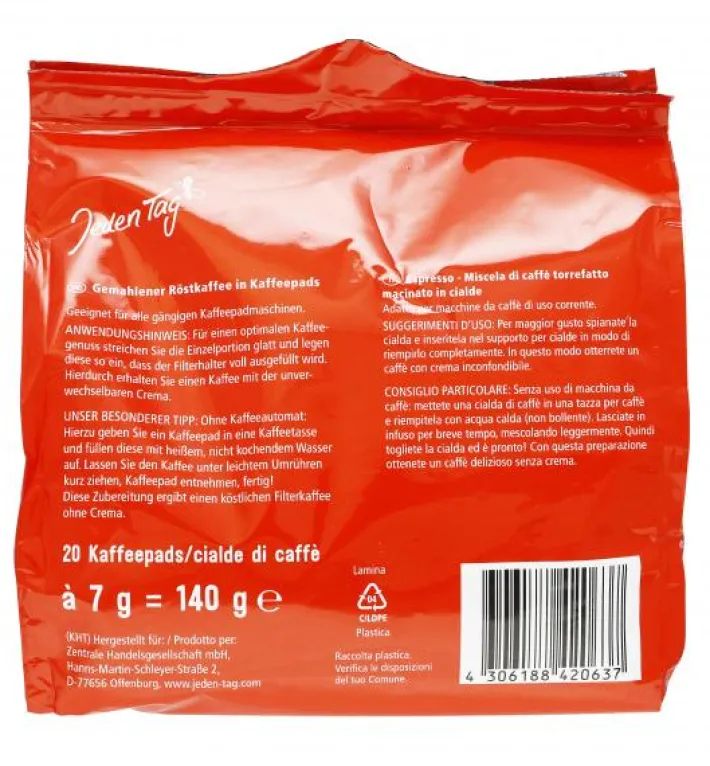 Bünting Tee Jeden Tag Kaffee-Pads Espresso 20 Pads140 g