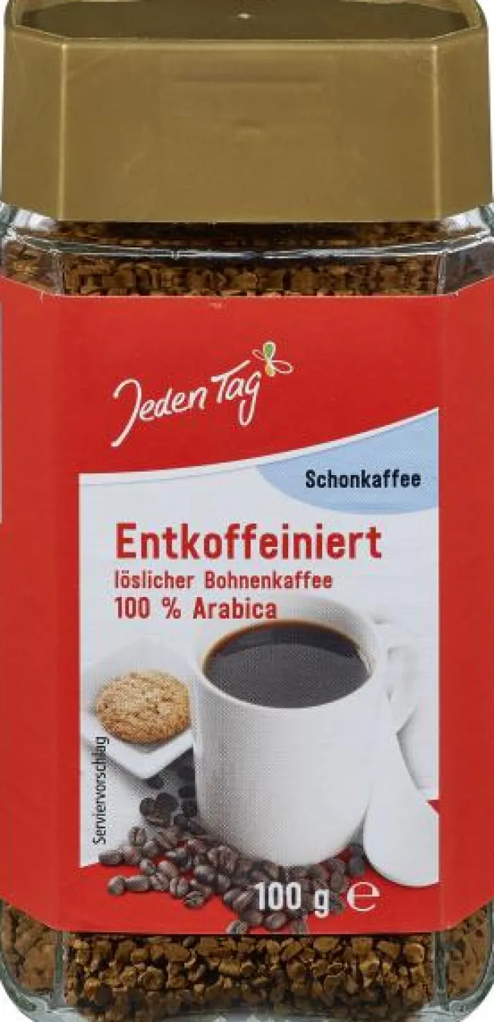 Bünting Tee Jeden Tag Schonkaffee Entkoffeiniert löslicher Bohnenkaffee100 g