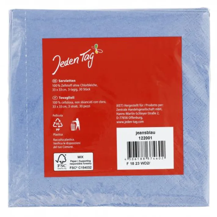 Bünting Tee Jeden Tag Servietten 33x33cm blau30 St.