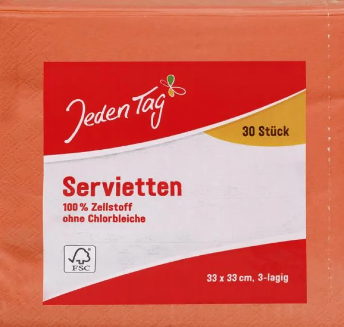Bünting Tee Jeden Tag Servietten 33x33cm mandarine30 St.