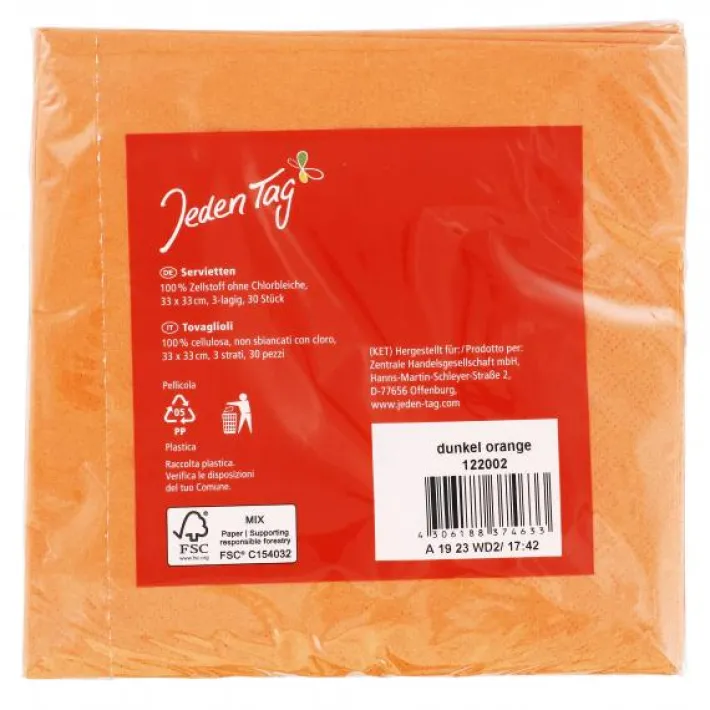 Bünting Tee Jeden Tag Servietten 33x33cm mandarine30 St.