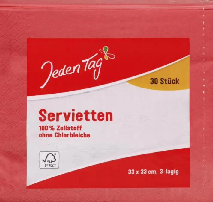 Bünting Tee Jeden Tag Servietten 33x33cm rot30 St.