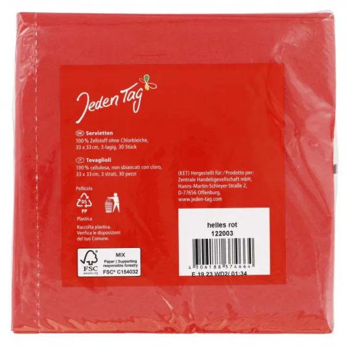 Bünting Tee Jeden Tag Servietten 33x33cm rot30 St.