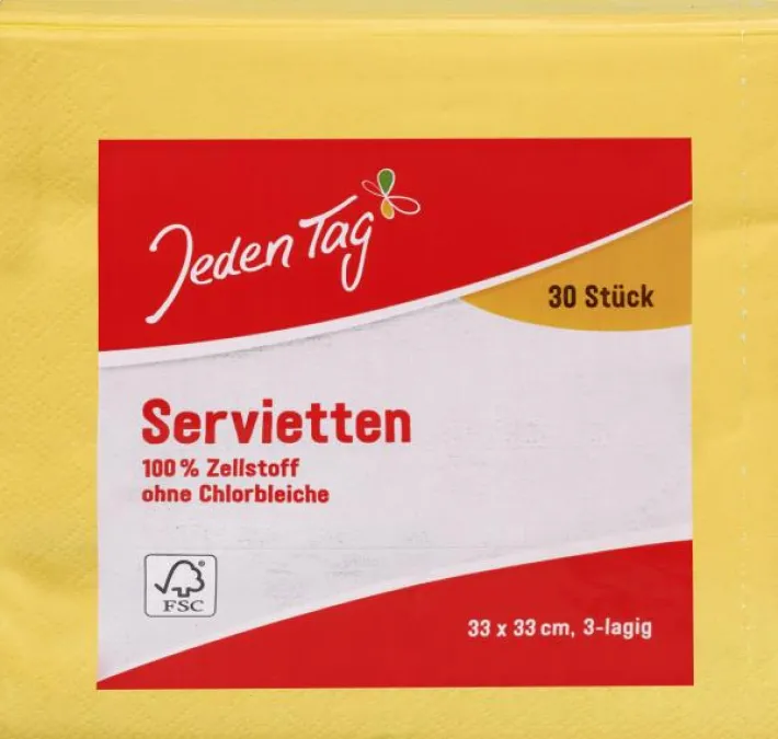 Bünting Tee Jeden Tag Servietten 33x33cm sonnengelb30 St.